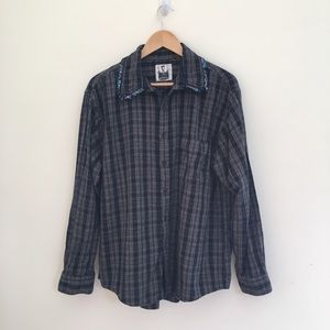 LF Sequin collar flannel button down